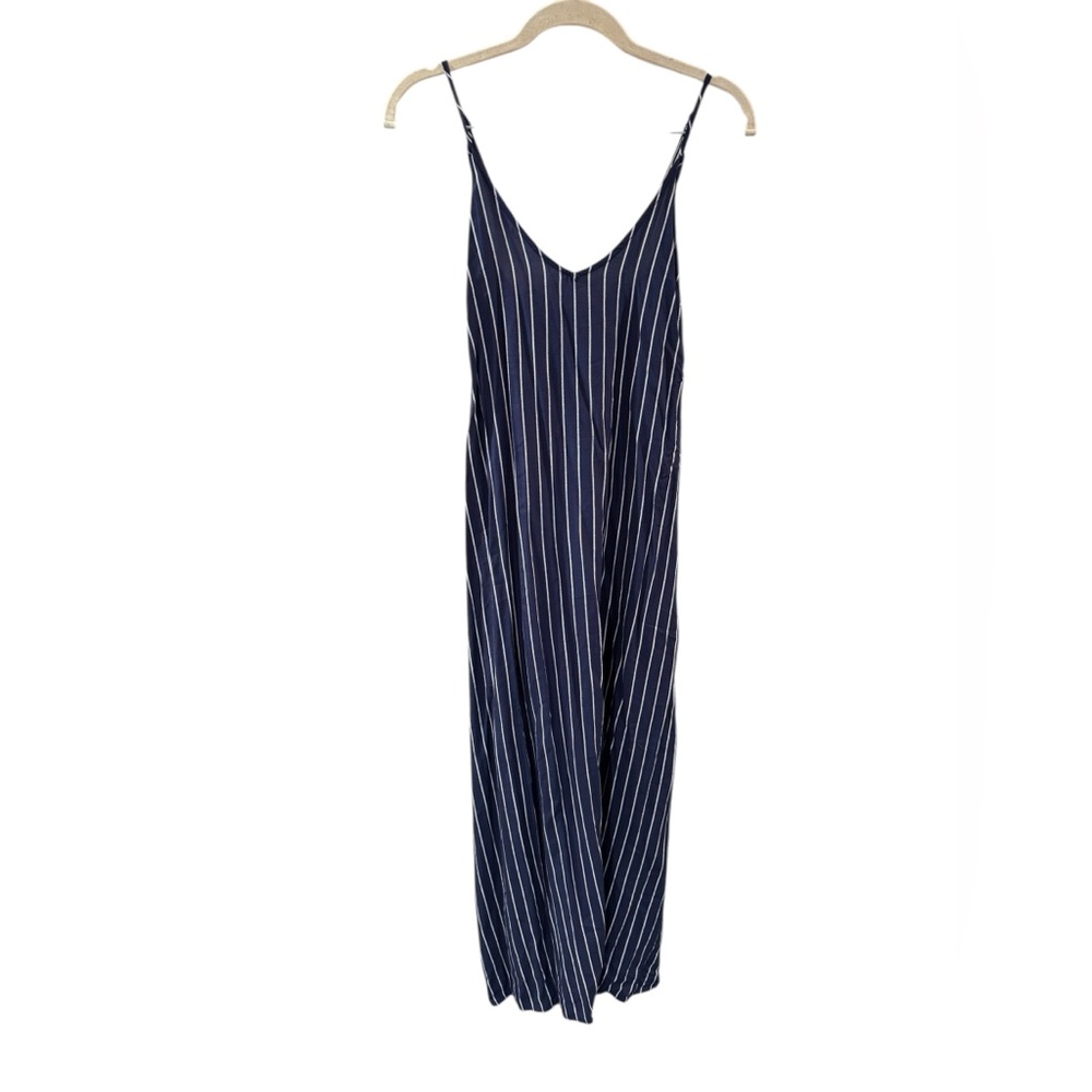 Old Navy Navy Blue and White Striped Maxi Dress
